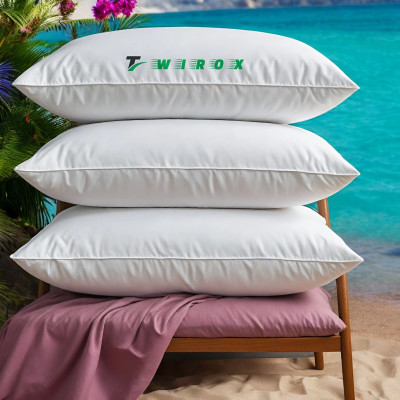 TWIROX LUXURY Polyester Fibre Abstract Sleeping Pillow Pack of 3(White)