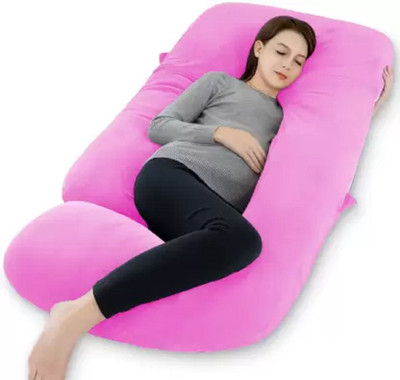Anita J Shape Microfibre Solid Pregnancy Pillow Pack of 1(Pink)