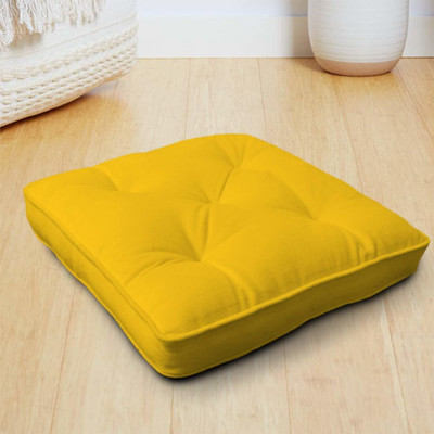 softlyf Microfibre Solid Floor Cushion Pack of 1(Yellow)