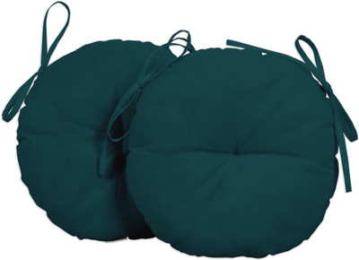 Vargottam Polyester Fibre Solid Chair Pad Pack of 2(Teal Blue)