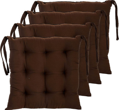 Barbican Microfibre Solid Chair Pad Pack of 4(Brown)