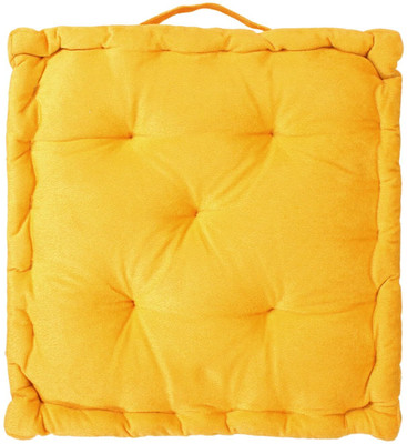 DCT Microfibre Solid Floor Cushion Pack of 1(Yellow)