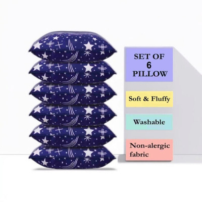fulffystyl Microfibre Sleeping Pillow Pack of 6 Abstract luxury(Blue)