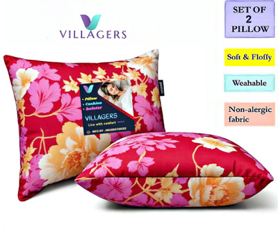 VILLAGERS LUXURY Microfibre Abstract Sleeping Pillow Pack of 2(Pink)