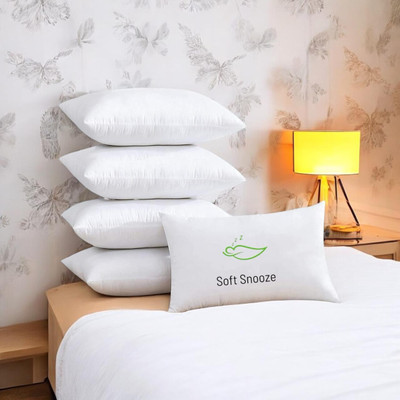 SOFT SNOOZE Microfibre Sleeping Pillow Pack of 5 Solid Luxury(White)