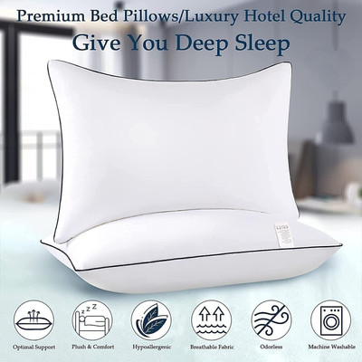 Dream Homme Down Alternative Plush Microfibre Solid Sleeping Pillow Pack of 2(White)