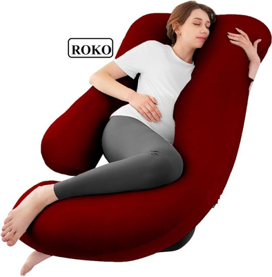 Roko Microfibre, Polyester Fibre Pregnancy Pillow Pack of 1 Solid Ultra Soft J Shape(Maroon)