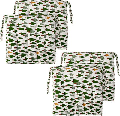 HOMESTIC Microfibre Chair Pad Pack of 4 Geometric(Green)