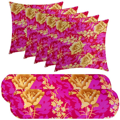 SANJU BROTHER 2 Bolester 5 Cushion Microfibre Abstract Bolster Pack of 7(Purple)