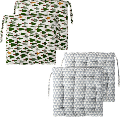 KUBER INDUSTRIES Microfibre Solid Chair Pad Pack of 4(Grey, Green)