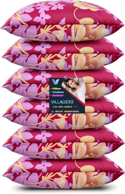 VILLAGERS LUXURY Polyester Fibre Abstract Sleeping Pillow Pack of 6(Pink)