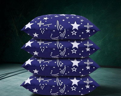 Regnar Luxury Polyester Fibre Abstract Sleeping Pillow Pack of 4(Blue)