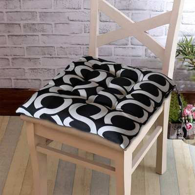 KUBER INDUSTRIES Microfibre Geometric Chair Pad Pack of 1(Black)