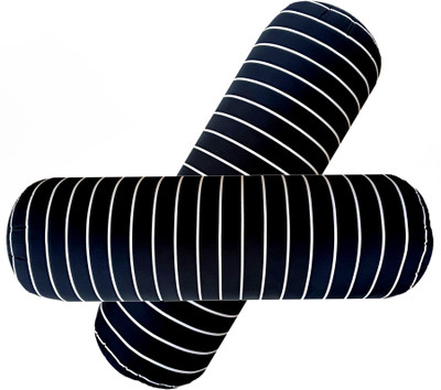Swikon star Microfibre Bolster Pack of 2 Stripes(Black)