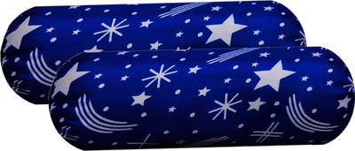 GKM Round Bolster Microfibre Abstract Bolster Pack of 2(Dark Blue, Multicolor)
