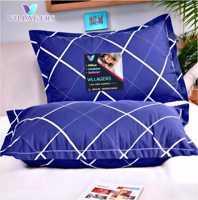Tecsun LUXURY Polyester Fibre Abstract Sleeping Pillow Pack of 2(Blue)