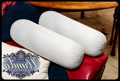 JAYOG ENTERPRISE Round Microfibre Solid Bolster Pack of 2(White)
