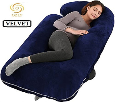OZLY Microfibre, Polyester Fibre Solid Pregnancy Pillow Pack of 1(Dark Blue)