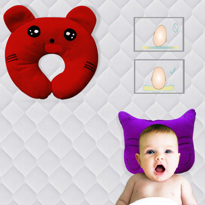 HouseOfCommon Mustard Seeds Solid Baby Pillow Pack of 2(Red & Purple)
