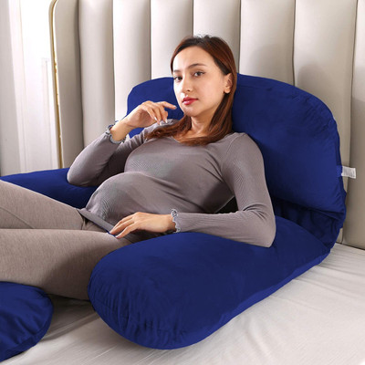 SIMAM Polyester Fibre Pregnancy Pillow Pack of 1 Solid J Shape(Blue 133)