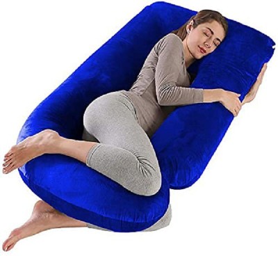 ANVANSA ultra soft j shaped pillow Polyester Fibre, Microfibre Solid Pregnancy Pillow Pack of 1(royal blue)