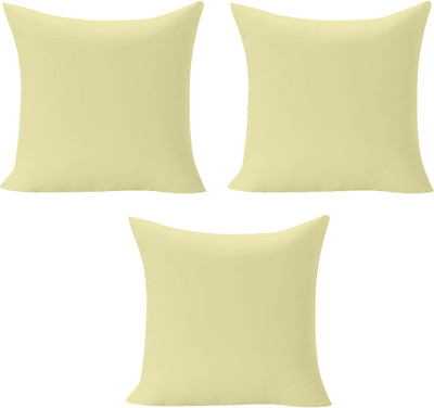 Divine Casa Polyester Fibre Solid Cushion Pack of 3(Sea Cream)