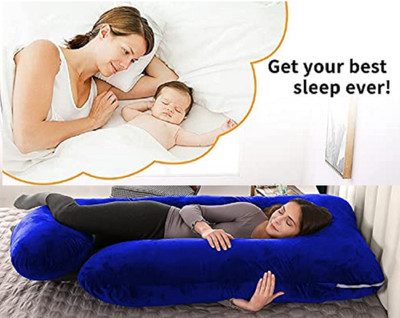 garps J shape Polyester Fibre Solid Pregnancy Pillow Pack of 1(Royal Blue)