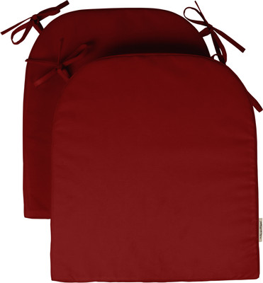 Vargottam Polyester Fibre Solid Chair Pad Pack of 2(Red)