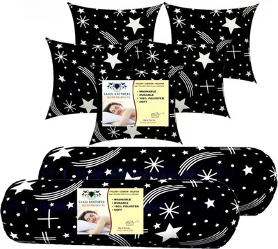 SANJU BROTHER 2 Bolester 5 Cushion Microfibre Solid Bolster Pack of 7(Balck)