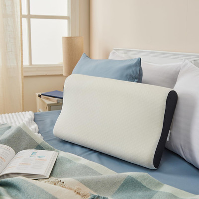 CUSHIO Cervical Memory Foam Pillow - Contour Pillow for Neck & Shoulder Pain Relief Memory Foam Solid Orthopaedic Pillow Pack of 1(White)