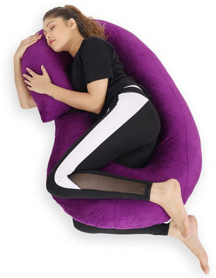 ZOXAB Luxury C Shape Polyester Fibre Solid Pregnancy Pillow Pack of 1(Wine)