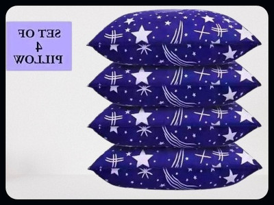 JAYOG ENTERPRISE Cotton Sleeping Pillow Pack of 4 Abstract(Blue)