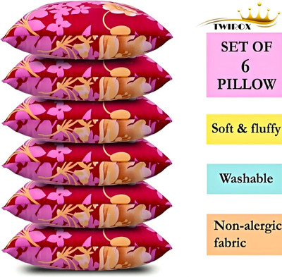 TWIROX LUXURY Polyester Fibre Abstract, Floral Sleeping Pillow Pack of 6(FLOWER)