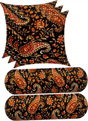 Swikon star Microfibre Floral Sleeping Pillow Pack of 5(Black, Orange1)