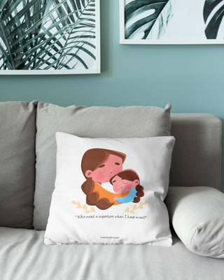 Mad Over Print I have Mom Cushion Microfibre Quotes Cushion Pack of 2(White)