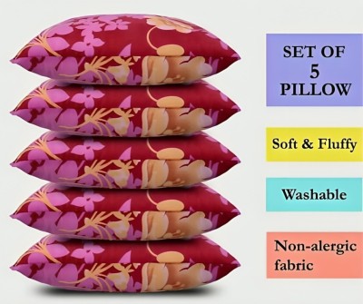 vraanc Luxury Polyester Fibre Abstract, Floral Sleeping Pillow Pack of 5(Pink)