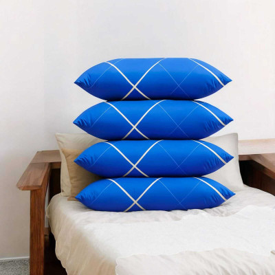 kuihome Polyester Fibre Sleeping Pillow Pack of 4 Solid(Blue)