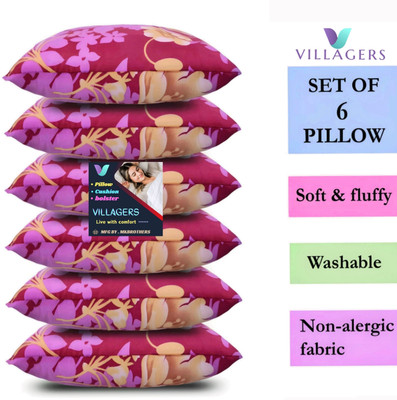 Tecsun LUXURY Microfibre Abstract Sleeping Pillow Pack of 6(Pink)