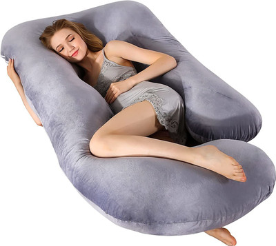 DCM G SHAPE Microfibre Solid Pregnancy Pillow Pack of 1(Grey)