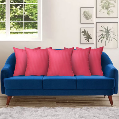 Embroco Polyester Fibre Solid Cushion Pack of 5(Pink)
