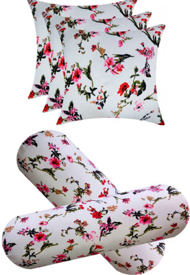 Swikon star Microfibre Bolster Pack of 5 Geometric(White)