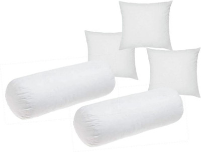 GTX Microfibre Bolster Pack of 5 Solid Classic Jaipur Made Set of 3 Cushion & 2(White)