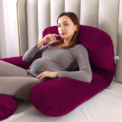 WINX Ultra soft j shaped pillow Polyester Fibre Solid Pregnancy Pillow Pack of 1(Purple)