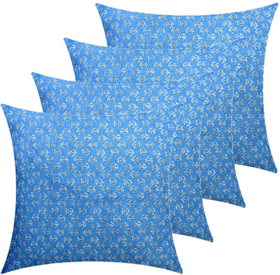 ACTOS Microfibre Floral Cushion Pack of 4(Light Blue)