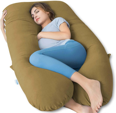 THUKRAN U Shape Polyester Fibre Solid Pregnancy Pillow Pack of 1(DARK BROWN)
