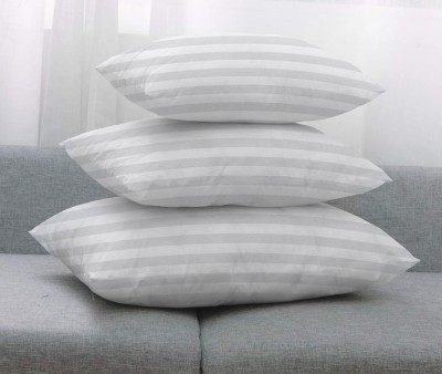 Anil Enterprises Cotton Satin Striped Rectangular Pillow Cushion Fillers Inserts For Bed, Sofa Microfibre Solid Cushion Pack of 3(White)
