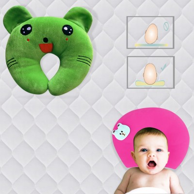 Found Fit Mustard Seeds Solid Baby Pillow Pack of 2(green & pink)