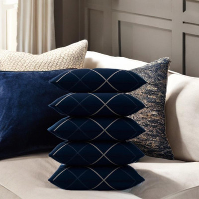 CATHROL Microfibre Sleeping Pillow Pack of 5 Abstract 5 Pillows(Blue)