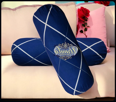 Urmila Creation Round Microfibre Geometric Bolster Pack of 2(Dark Blue)