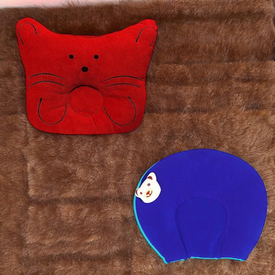 Ducudu Microfibre Solid Baby Pillow Pack of 2(Red & Blue)